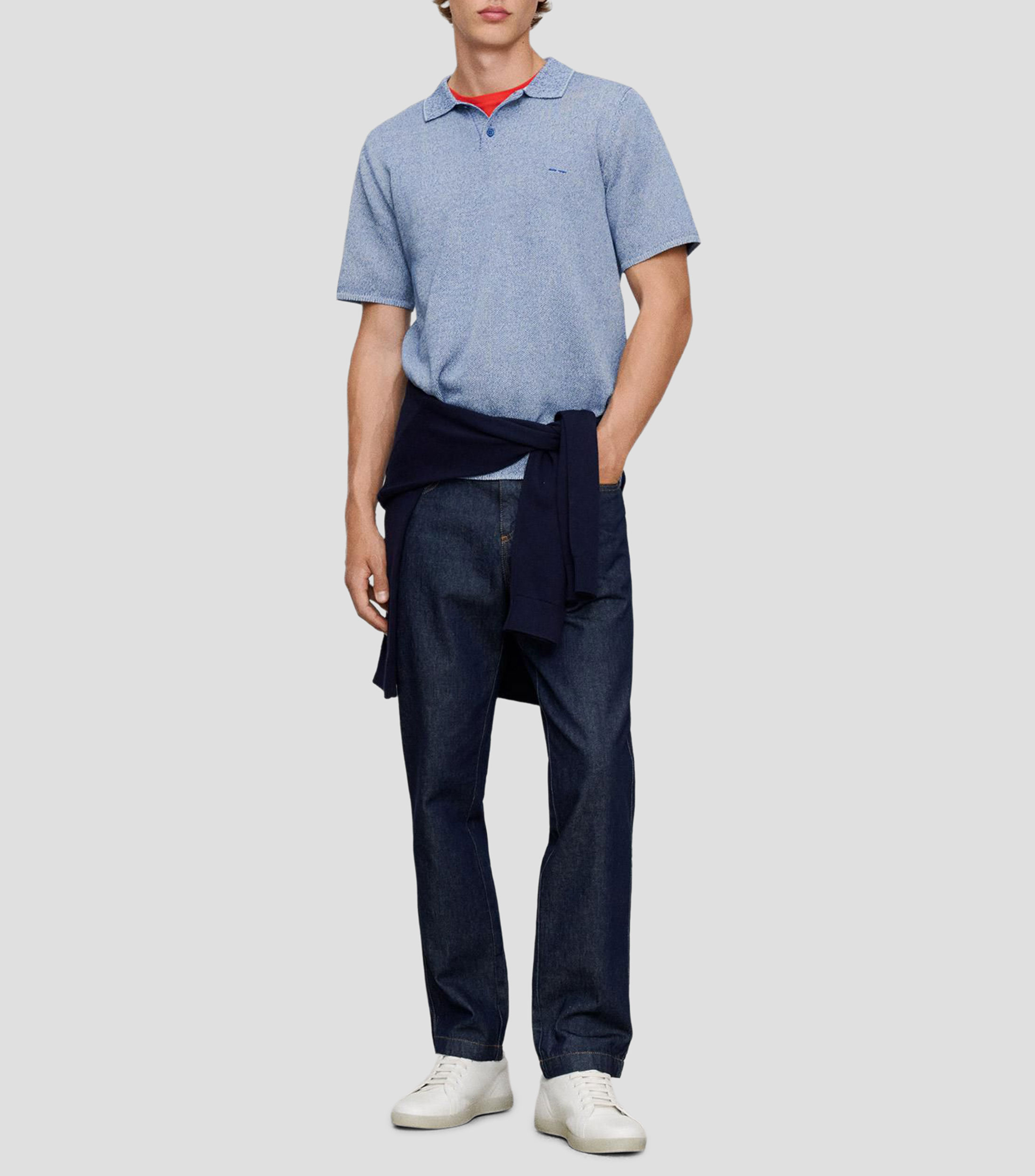Playera tipo polo manga corta jaspeada Hombre